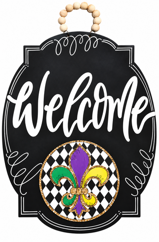 Mardi Gras Welcome Door Hanger