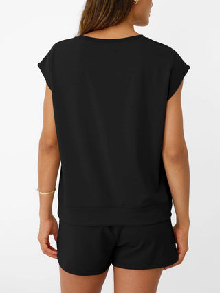 Casual Lounge Set – Cap Sleeve Top & Drawstring Shorts