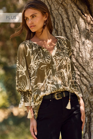 Green Floral Printed Blouse
