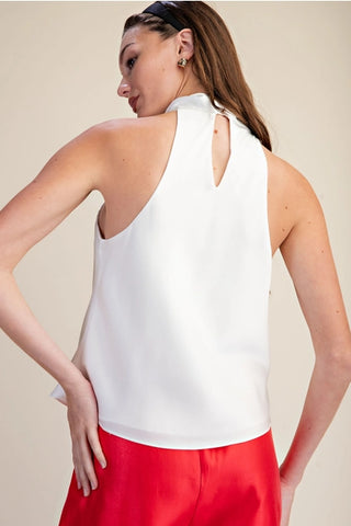 Halter Satin Top With Metal Trim