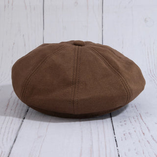 Vegan Leather Trim Newsboy Cabbie Hat