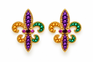 Mardi Gras Tiny Pearl Fleur-de-Lis Post Earrings