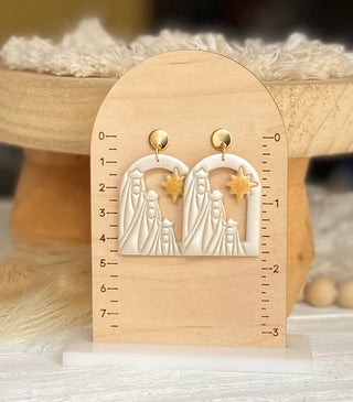 Handmade Nativity Scene Holiday Polymer Clay Earrings