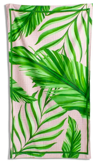 Copacabana Giant Beach Towel – Pink & Green Tropical Oversized Towel