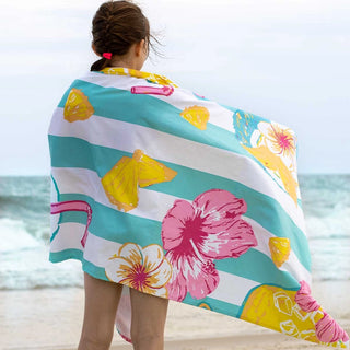 Coconut Colada Beach Towel – Aruba Blue & Yellow Tropical Microfiber Towel