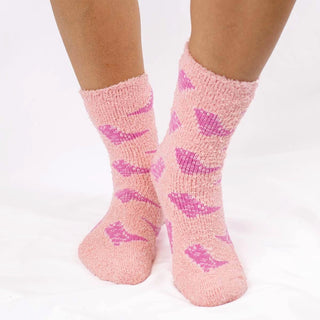 Women's Cowgirl Boots Snuggle Socks – Pink