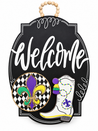 Mardi Gras Welcome Door Hanger