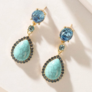 Glamorous Blue Topaz-Look Teardrop Earrings