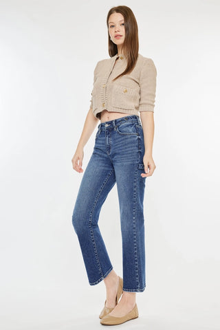 High Rise True STRAIGHT- Med Wash