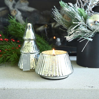 Silver Glass Christmas Tree Candle - 8 oz l Silver Birch