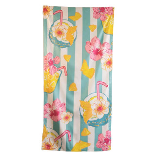 Coconut Colada Beach Towel – Aruba Blue & Yellow Tropical Microfiber Towel