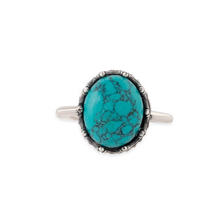 Vintage-Inspired Synthetic Turquoise Silver Ring