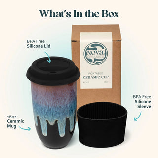 Monsoon Ceramic Travel Mug – 16oz with Lid & Sleeve