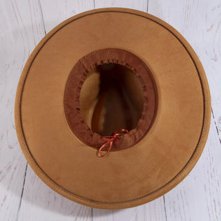 Wide Brim Felt Hat with Floral Ribbon Band