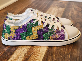 Mardi Gras Chevron Lace-up Canvas Sneakers