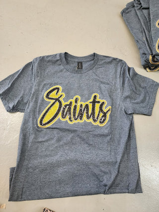 Saints Sequin Tshirt- Heather Gray