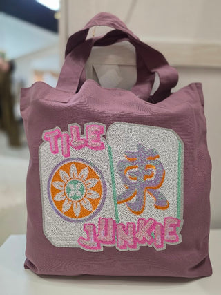 Tile Junkie Mahjong Canvas Sequin Tote
