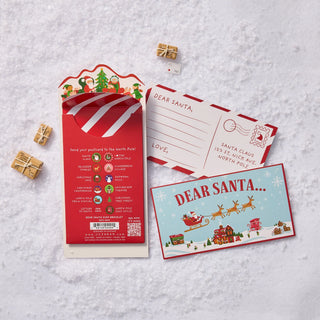 Dear Santa bracelet packaging showing postcard to Santa, envelope, and bead motif guide on back of card