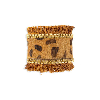 Hair-On Hide Fringe Cuff Bracelet