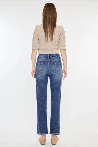 High Rise True STRAIGHT- Med Wash
