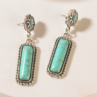 Myra Bar-Shaped Synthetic Turquoise Western Earrings