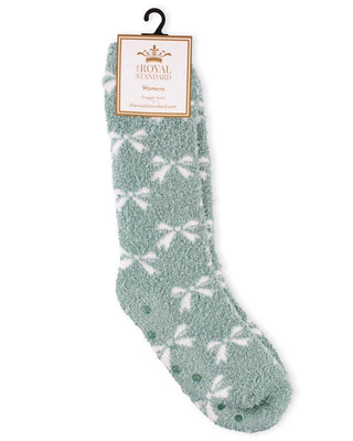 Women's Hannah Bow Snuggle Socks – Light Blue