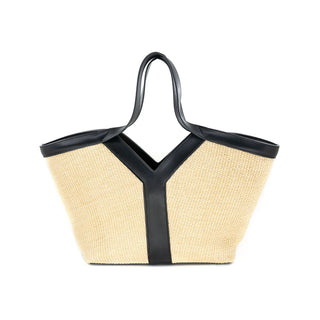 Itaca Straw Tote Bag with Matching Pouch - Black
