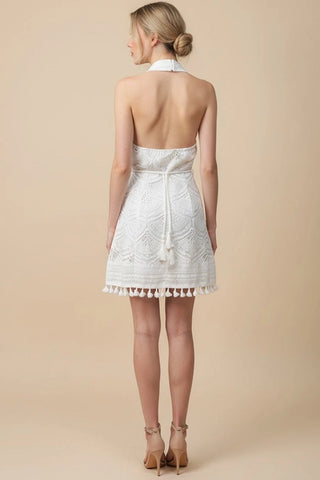 Collared White Halter Dress