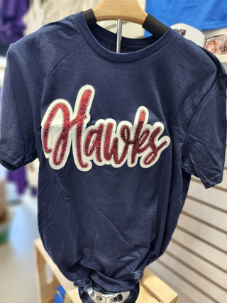 Hawks - Real Sequins Short Sleeve Game Day School Spirit Wear