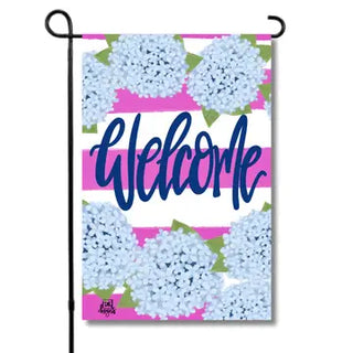 Hydrangea Garden Glam Flag – Double Sided UV-Printed Vinyl, 12" x 18"