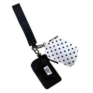 Lulu Mac Compact Wrist Wallet with Dual Pouches – Black White Dot