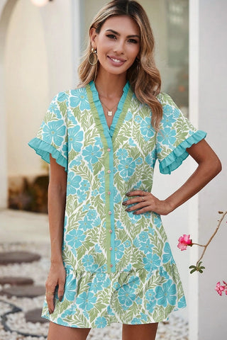 Seaside Bloom Ruffle Dress