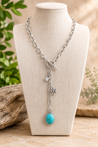 Desert Sun Turquoise Lariat Necklace