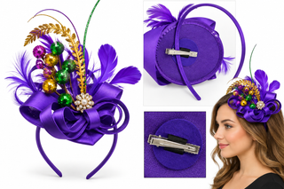 Purple Mardi Gras Fascinator Headband