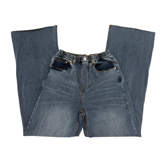 Lulu Mac Relaxed Fit Denim-Look Pants – Elastic Waist Wide Leg
