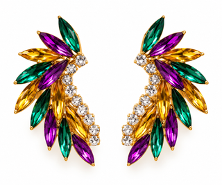 Mardi Gras Rhinestone Flare Statement Earrings