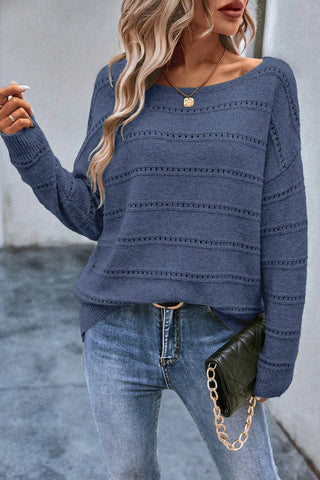 Boatneck Pointelle Sweater