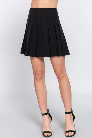 Black Pleated Mini Skirt