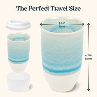 Lagoon Ceramic Coffee Cup – 12oz with Lid & Sleeve