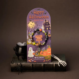 Jilzarah Happy Halloween adult beaded bracelet on display header card