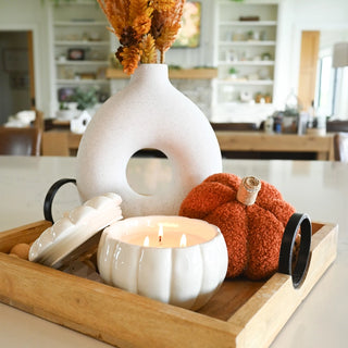 Fall Le Ceramic Pumpkin 16 oz: Rake, Pile, Leap!
