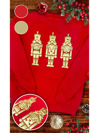 Nutcracker Metallic Puff Sweatshirt - Red