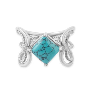 Southwestern Synthetic Turquoise .925 Silver Ring