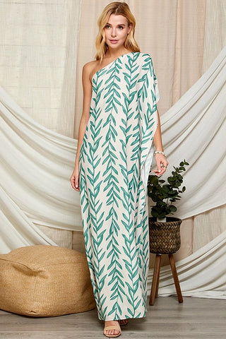 One Shoulder Maxi Vines Dress