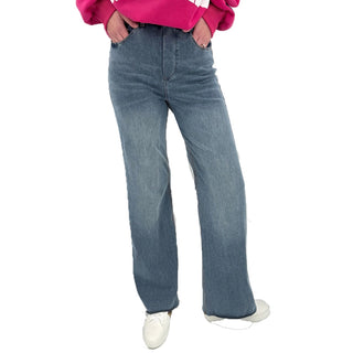 Lulu Mac Relaxed Fit Denim-Look Pants – Elastic Waist Wide Leg