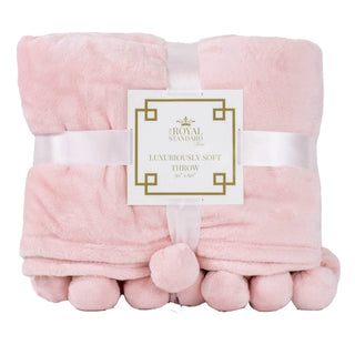 Cozy Pom Pom Throw – Light Pink (50" x 60")
