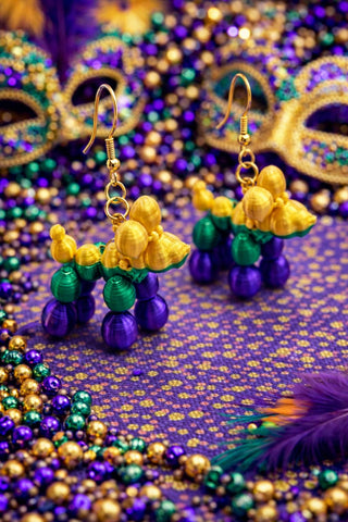 Mardi Gras Bead Dog Earrings