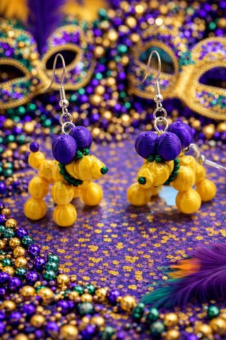 Mardi Gras Bead Dog Earrings