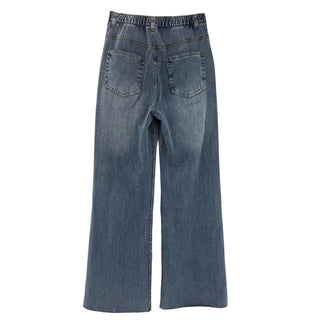 Lulu Mac Relaxed Fit Denim-Look Pants – Elastic Waist Wide Leg
