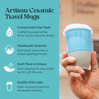 Lagoon Ceramic Coffee Cup – 12oz with Lid & Sleeve